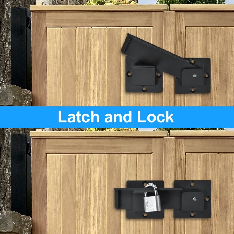 GreaTalent 7.5"" Flip Gate Latch Lock with Padlock Hole, 4mm Heavy Duty Aluminum Alloy Adjustable Door Latch for Sliding and Swing Open Door, Outdoor Gate, Wooden Fence, Barn Door, Shed, Garage, Yard - Image 2